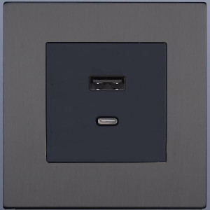 Розетка USB для быстрой зарядки Type A+C, Сатин, Asturias Salvador SJAN44CC12