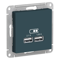 Розетка USB для зарядки, Изумруд, AtlasDesign  SE ATN000833