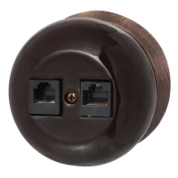 Розетка керамика компьютерная RJ45, Коричневый, Фаберже Bironi B2-302-020/18