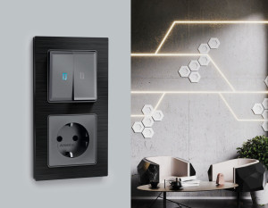 Рамка 1 местная металл шлифованный, Черный, ALFA Platos Ambrella Volt AF550501