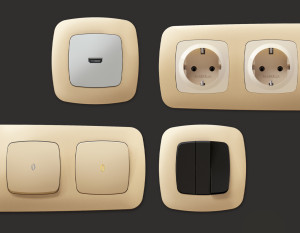 Рамка 4 местная пластик, Шампань, OMEGA Ecta Ambrella Volt OF140604