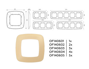 Рамка 4 местная пластик, Шампань, OMEGA Ecta Ambrella Volt OF140604