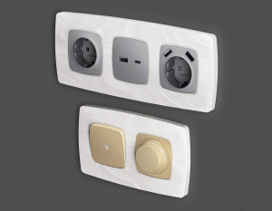 Рамка 3 местная мрамор, Белый, OMEGA Opera Ambrella Volt OF940103