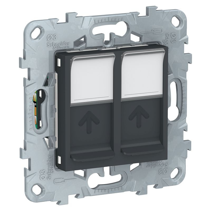 Розетка компьютерная 2-ая RJ45 Cat. 5e UTP, Антрацит, Unica New Schneider NU542054 Розетка компьютерная 2-ая RJ45 Cat. 5e UTP, Антрацит, Unica New Schneider NU542054