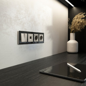 Лицевая панель розетки с З/К и USB зарядкой, Дымчатый, Werkel W1279504