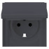 Лицевая панель розетки с З/К с крышкой, Базальт, Rikett 35634 BT