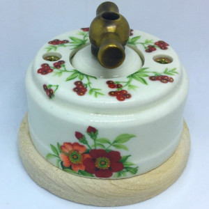 Выключатель керамика 2 кл. (4 положения), подложка береза, лето, ЦИОН В2М-ЛЕТ