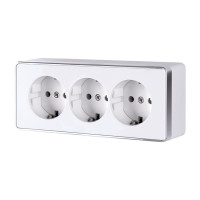 Розетка 3-я с З/К со шторками, Белый, Gallant Werkel W5073101