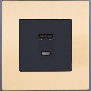 Розетка USB для быстрой зарядки Type A+C, Золото, Asturias Salvador SJAN33CC12