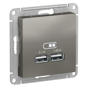 Розетка USB для зарядки, сталь, AtlasDesign  Schneider Electric ATN000933