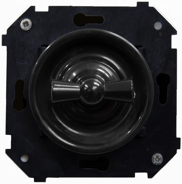Выключатель пластик поворотный 1 кл. (внутренний монт.), Черный, Шедель Bironi B3-200-23