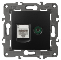 Розетка комп.+тв. RJ45+TV Cat. 5e, Антрацит, Эра Elegance 14-3110-05