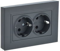 Розетка 2-я с З/К, Графит, Brite IEK BR-R21-16-K53-F