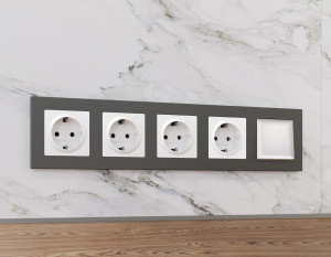 Рамка 2 местная пластик, Графит Мягкое касание, ALFA Techno Ambrella Volt AF220802