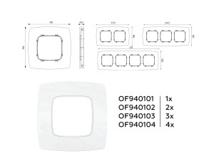 Рамка 4 местная мрамор, Белый, OMEGA Opera Ambrella Volt OF940104