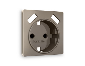 Лицевая панель розетки с З/К и USB зарядкой А+А с шторками, Темная бронза матовый, ALFA Quant Ambrella Volt AP6390