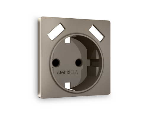 Лицевая панель розетки с З/К и USB зарядкой А+А с шторками, Темная бронза матовый, ALFA Quant Ambrella Volt AP6390
