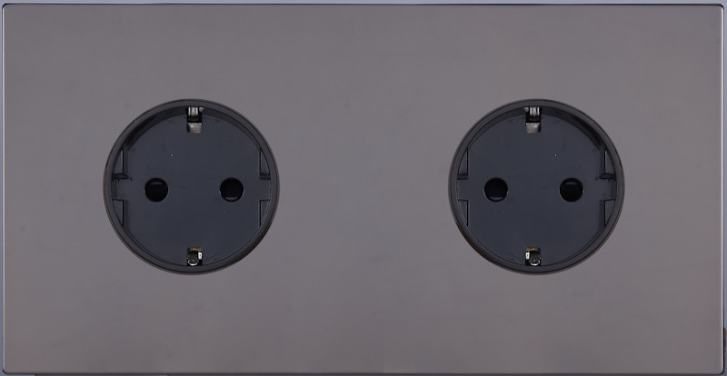 Розетка 2-ая с З/К (внутренний монт.), Темн. хром, Toledo Salvador SJAN88EC11 Розетка 2-ая с З/К (внутренний монт.), Темн. хром, Toledo Salvador SJAN88EC11