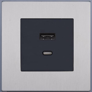 Розетка USB для быстрой зарядки Type A+C, Никель, Asturias Salvador SJAN55CC12