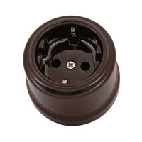 Ретро розетка керамика с 3/К, Коричневый, Болонь TDM ELECTRIC SQ1820-0412