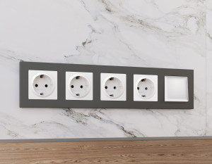 Рамка 3 местная пластик, Графит Мягкое касание, ALFA Techno Ambrella Volt AF220803