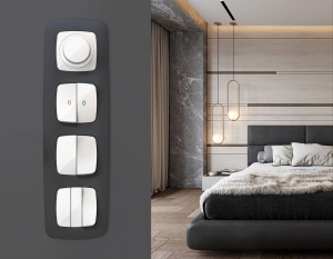 Лицевая панель диммера поворотно-нажимного, Белый матовый, OMEGA Quant Ambrella Volt OP1255