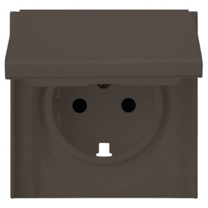 Лицевая панель розетки с З/К с крышкой, Капучино, Rikett 35634 CP