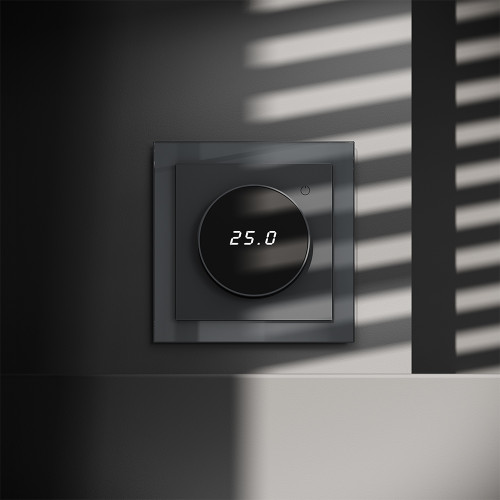 Терморегулятор электронный с индикацией и датчиком, для теплого пола, Графит, VOLTUM S70 VLS070107