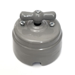 Выключатель керамический поворотный на 2 положения, цв. серый, Арбат Interior Electric ВПК-06