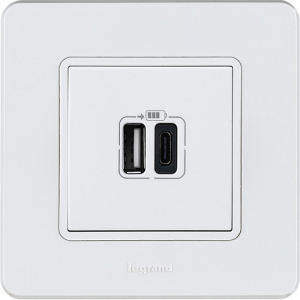 Розетка USB для зарядки, белый, INSPIRIA Legrand 673760
