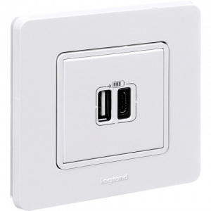 Розетка USB для зарядки, белый, INSPIRIA Legrand 673760