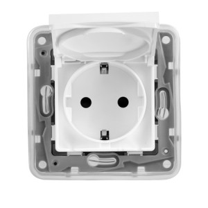 Розетка с З/К с крышкой, герметичная IP44, белый, Etika Legrand 672232