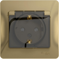 Розетка 1 местная с З/К, крышкой и шторкой IP44, Титан, Glossa SE GSL000448