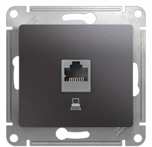 Розетка компьютерная RJ45 Cat. 5e, Графит, Glossa SE GSL001381K