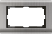 Рамка для двойной розетки металл, Глянцевый никель, Metallic Werkel W0081602