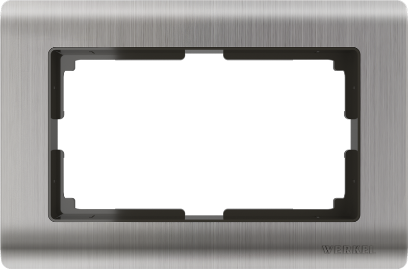 Рамка для двойной розетки металл, Глянцевый никель, Metallic Werkel W0081602
