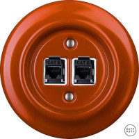Розетка комп. фарфоровая RJ45 cat.6е, красно-коричневый глянцевый, Katy Paty OPAURGsCat6 