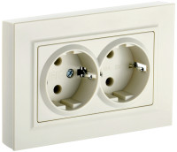 Розетка 2-я с З/К, Бежевый, Brite IEK BR-R21-16-K10-F