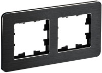 Рамка 2 местная, металл, Чёрный RE AL, Brite IEK BR-M22-M-21-K02
