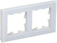 Рамка 2 местная, стекло, Белый, Brite IEK BR-M22-G-K01