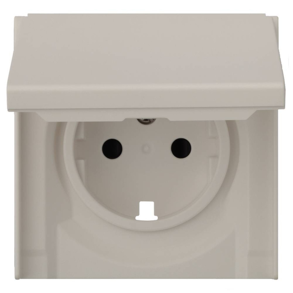 Лицевая панель розетки с З/К с крышкой, Лен, Rikett 35634 LN