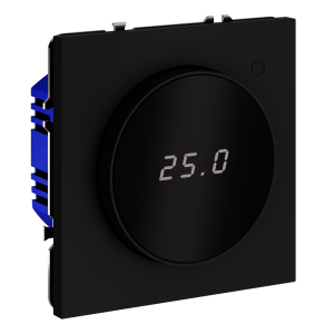 Терморегулятор электронный с индикацией и датчиком, для теплого пола, Черный матовый, VOLTUM S70 VLS070108