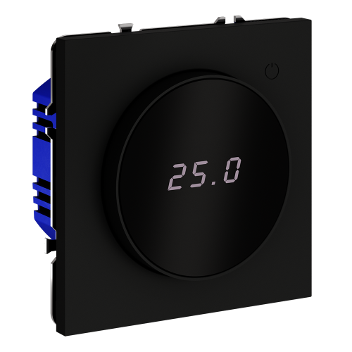 Терморегулятор электронный с индикацией и датчиком, для теплого пола, Черный матовый, VOLTUM S70 VLS070108
