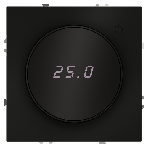 Терморегулятор электронный с индикацией и датчиком, для теплого пола, Черный матовый, VOLTUM S70 VLS070108