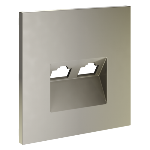 Лицевая панель для розетки компьютерной 2-ой RJ45+RJ45 Cat.6, Шелк, S70 Voltum VLS001404