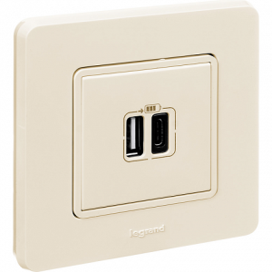 Розетка USB для зарядки, слоновая кость, INSPIRIA Legrand 673761