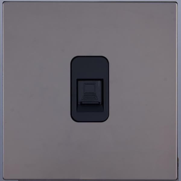 Розетка компьютерная RJ45 (внутренний монт.), Темн. хром, Toledo Salvador SJAN88EC13 Розетка компьютерная RJ45 (внутренний монт.), Темн. хром, Toledo Salvador SJAN88EC13