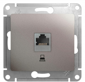 Розетка компьютерная RJ45 Cat. 5e, Платина, Glossa SE GSL001281K