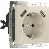 Розетка с З/К и USB зарядкой, тип А+A, Слоновая кость, Werkel W1171503
