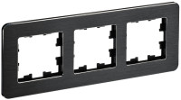 Рамка 3 местная, металл, Чёрный RE AL, Brite IEK BR-M32-M-21-K02